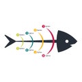 Fish infographic design with colorful option slot. Multicolor Fish infographic slot design on white background, Infographic