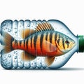 Fish inside a plastic water bottle. Royalty Free Stock Photo