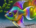 Fish in iridescent color, close up. Rainbow colored fish