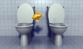 Fish jumping between toilets