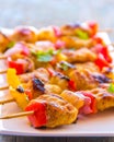 Smoky Fish Kebab In The Skewers Close Up Image