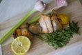 Fish kebob with garlic and lemon
