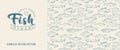Fish label with seamless pattern Royalty Free Stock Photo