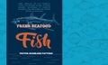 Fish label with seamless pattern Royalty Free Stock Photo
