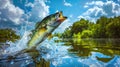 The fish jumping from water.AI generated image Royalty Free Stock Photo