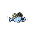 Fish and lemon filled outline icon