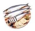 Fish with lemon and olive Royalty Free Stock Photo