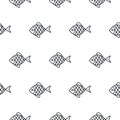 Fish line icon seamless vector pattern. Royalty Free Stock Photo