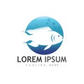 Fish logo, fishinghook, fish oil and seafood restaurant icon. With vector icon concept design illustration template