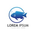 Fish logo, fishinghook, fish oil and seafood restaurant icon. With vector icon concept design illustration template