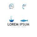 Fish logo, fishinghook, fish oil and seafood restaurant icon. With vector icon concept design illustration template