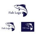 Fish logo, fishinghook, fish oil and seafood restaurant icon. With vector icon concept design illustration template Royalty Free Stock Photo