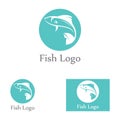 Fish logo, fishinghook, fish oil and seafood restaurant icon. With vector icon concept design illustration template