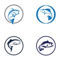 Fish logo, fishinghook, fish oil and seafood restaurant icon. With vector icon concept design illustration template