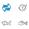 Fish logo, fishinghook, fish oil and seafood restaurant icon. With vector icon concept design illustration template