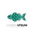 Fish logo and leaf design combination, nature icon template Royalty Free Stock Photo
