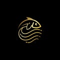 Fish logo with line design simple, marine life Royalty Free Stock Photo