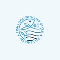 Fish logo with line design template, simple style logos Royalty Free Stock Photo