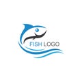 Fish logo template. Creative vector symbol of fishing club or online.