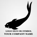 Fish logo template for design. Icon of seafood restaurant. Animals in a natural environment. Illustration of graphic flat style Royalty Free Stock Photo
