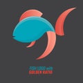 Fish logo template for your badge or symbol design. Made of golden ratio circles. Flat and solid vector illustration.