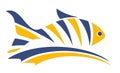 Fish logo with wave. Royalty Free Stock Photo