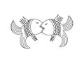 Fish lovers.  illustration. Illustration depicting two kissing fish Royalty Free Stock Photo