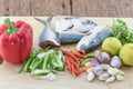 Fish mackerel on slate cutting board Royalty Free Stock Photo