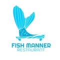 Fish Manner Blue restaurant logo concept design