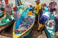 Fish market. Artisanal fishermen sell their products on the pier. Ecuador