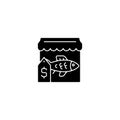 Fish market black glyph icon Royalty Free Stock Photo