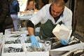 Fish market in Bologna city , Italy Royalty Free Stock Photo