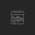 Fish market chalk white icon on dark background