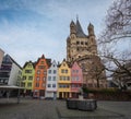 Fish Market (Fischmarkt) Square and Great St. Martin Church - Cologne, Germany Royalty Free Stock Photo