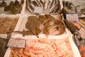 Fish market with fresh various fishes