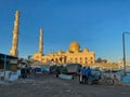 Fish market and Islamic Mosque in Egypt