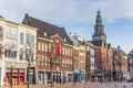 Fish market square and Martini church tower in Groningen