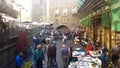 Local people and tourists buying fresh fish on a fish market