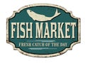 Fish market vintage rusty metal sign Royalty Free Stock Photo