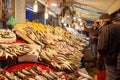 Fish markets on historical Havra Street, Kemeralti, Izmir, Turkey.