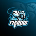 Fish mascot logo design vector with modern illustration concept style for badge, emblem and tshirt printing. fish jumping