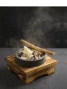 Fish Maw Superior Thick Soup with Mushroom served dish  on background top view food Royalty Free Stock Photo