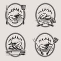 Fish meat food labels and elements set. Collection icon fish meat. Vector