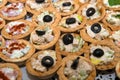 Fish and meat salads in tartlets Royalty Free Stock Photo