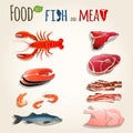 Fish and meat set