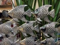 Fish Metal panel decor. Decorative silver shoal of fish