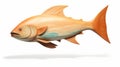 Sleek Carved Wood Fish: 3d Image Of An Orange Painted Fish