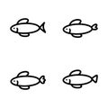 Fish modern line design style icons set on white background. Royalty Free Stock Photo