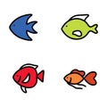 Fish modern line design style icons set on white background. Royalty Free Stock Photo