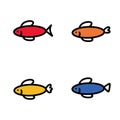 Fish modern line design style icons set on white background. Royalty Free Stock Photo